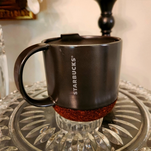 Starbucks Matte Black Cork Bottom Travel Mug 12oz | White Logo - Picture 1 of 5